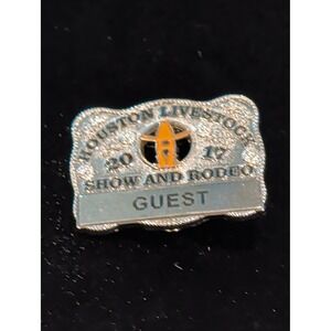 2017 Houston Livestock Show and Rodeo HLSR Guest Lapel Pin Silver Tone Orange